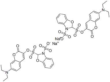 disodium 2-[7-(diethylamino)-2-oxo-2H-1-benzopyran-3-yl]benzoxazoledisulphonate 结构式