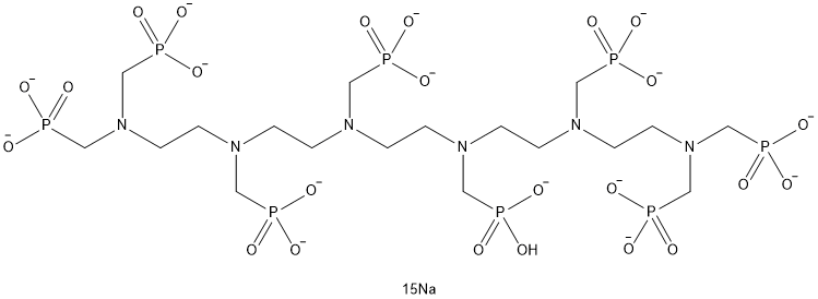 pentadecasodium hydrogen [ethane-1,2-diylbis[[(phosphonatomethyl)imino]ethane-2,1-diyl[(phosphonatomethyl)imino]ethane-2,1-diylnitrilobis(methylene)]]tetrakisphosphonate Structure