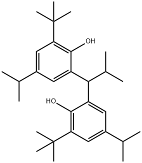2,2'-(2-メチルプロピリデン)ビス[6-(1,1-ジメチルエチル)-4-(1-メチルエチル)フェノール] 化学構造式