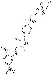 2,4-dihydro-4-[(2-hydroxy-5-nitrophenyl)azo]-5-methyl-2-[4-[[2-(sulphooxy)ethyl]sulphonyl]phenyl]-3H-pyrazol-3-one, potassium sodium salt,93904-46-2,结构式