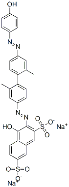 disodium 4-hydroxy-3-[[4'-[(4-hydroxyphenyl)azo]-2,2'-dimethyl[1,1'-biphenyl]-4-yl]azo]naphthalene-2,7-disulphonate Structure