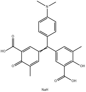 5-[[3-carboxy-5-methyl-4-oxo-2,5-cyclohexadien-1-ylidene][4-(N,N-dimethylamino)phenyl]methyl]-3-methylsalicylic acid, sodium salt Structure