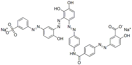 disodium 5-[[4-[[[4-[[dihydroxy[[2-hydroxy-5-[(3-sulphonatophenyl)azo]phenyl]azo]phenyl]azo]phenyl]amino]carbonyl]phenyl]azo]salicylate Structure