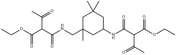 ethyl 2-[[[3-[[[2-(ethoxycarbonyl)-1,3-dioxobutyl]amino]methyl]-3,5,5-trimethylcyclohexyl]amino]carbonyl]-3-oxobutyrate Struktur