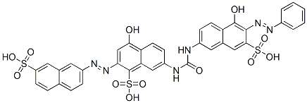 4-hydroxy-7-[[[[5-hydroxy-6-(phenylazo)-7-sulpho-2-naphthyl]amino]carbonyl]amino]-2-[(7-sulpho-2-naphthyl)azo]naphthalenesulphonic acid 结构式