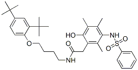 N-[4-[2,4-bis(tert-butyl)phenoxy]butyl]-2-[2-hydroxy-3,4,6-trimethyl-5-[(phenylsulphonyl)amino]phenyl]acetamide 结构式