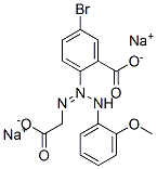 5-bromo-2-[1-(carboxymethyl)-3-(2-methoxyphenyl)triazen-2-yl]benzoic acid, sodium salt Structure