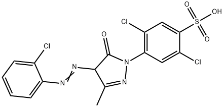 2,5-dichloro-4-[4-[(2-chlorophenyl)azo]-4,5-dihydro-3-methyl-5-oxo-1H-pyrazol-1-yl]benzenesulphonic acid Struktur
