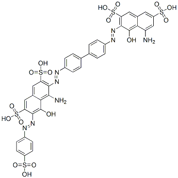 4-amino-3-[[4'-[(8-amino-1-hydroxy-3,6-disulpho-2-naphthyl)azo][1,1'-biphenyl]-4-yl]azo]-5-hydroxy-6-[(4-sulphophenyl)azo]naphthalene-2,7-disulphonic acid Structure
