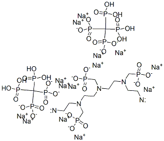 [[[[ジ(ソジオオキシ)ホスフィニル]メチル]イミノ]ビス[2,1-エタンジイル[[[ジ(ソジオオキシ)ホスフィニル]メチル]イミノ]-2,1-エタンジイルニトリロビス(メチレン)]]テトラキス[ホスホン酸ジナトリウム] 化学構造式