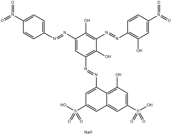 disodium 4-[[2,4-dihydroxy-3-[(2-hydroxy-4-nitrophenyl)azo]-5-[(4-nitrophenyl)azo]phenyl]azo]-5-hydroxynaphthalene-2,7-disulphonate Structure