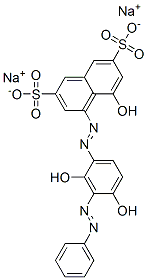 disodium 4-[[2,4-dihydroxy-3-(phenylazo)phenyl]azo]-5-hydroxynaphthalene-2,7-disulphonate Struktur