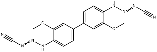 3,3'-[3,3'-ジメトキシ[1,1'-ビフェニル]-4,4'-ジイル]ビス(トリアゼン-1-カルボニトリル) 化学構造式