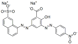 3-[(4-nitrophenyl)azo]-5-[(7-sulpho-1-naphthyl)azo]salicylic acid, sodium salt Structure