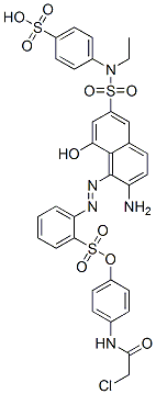 1-[(p-chloroacetamido)phenyl] 2-[[2-amino-6-[[ethyl(4-sulphophenyl)amino]sulphonyl]-8-hydroxy-1-naphthyl]azo]benzenesulphonate Structure