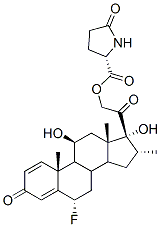 6alpha-fluoro-11beta,17-dihydroxy-16alpha-methyl-3,20-dioxopregna-1,4-dien-21-yl 5-oxo-L-prolinate Structure