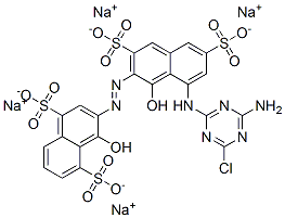 tetrasodium 3-[[8-[(4-amino-6-chloro-1,3,5-triazin-2-yl)amino]-1-hydroxy-3,6-disulphonato-2-naphthyl]azo]-4-hydroxynaphthalene-1,5-disulphonate 结构式