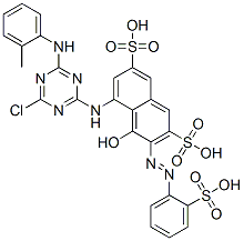 5-[[4-chloro-6-[(o-tolyl)amino]-1,3,5-triazin-2-yl]amino]-4-hydroxy-3-[(2-sulphophenyl)azo]naphthalene-2,7-disulphonic acid 结构式