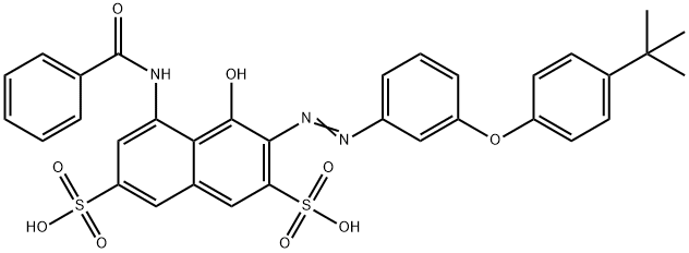 5-(benzoylamino)-3-[[3-[4-(tert-butyl)phenoxy]phenyl]azo]-4-hydroxynaphthalene-2,7-disulphonic acid Structure