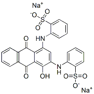 disodium [9,10-dihydro-4-hydroxy-9,10-dioxo-1,3-anthrylenebis(imino)]bis(benzenesulphonate) Structure
