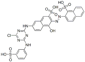 2-[[6-[[4-chloro-6-[(3-sulphophenyl)amino]-1,3,5-triazin-2-yl]amino]-1-hydroxy-3-sulpho-2-naphthyl]azo]naphthalene-1-sulphonic acid Structure
