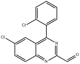 6-クロロ-4-(2-クロロフェニル)-2-キナゾリンカルボキシアルデヒド 化学構造式