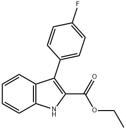3-(4'-フルオロフェニル)インドール-2-カルボン酸エチルエステル 化学構造式