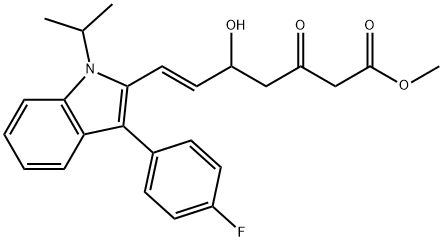 3-Methyl(E)-7-[3-(4-fluorophenyl)-1-methylethyl-indol-2-yl]-3-hydroxy-5-oxohept-6-enoate Struktur