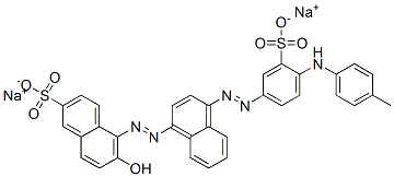 6-hydroxy-5-[[4-[[4-[(4-methylphenyl)amino]-3-sulphophenyl]azo]-1-naphthyl]azo]naphthalene-2-sulphonic acid, sodium salt Structure