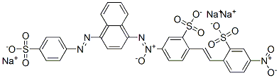 trisodium 2-[2-(4-nitro-2-sulphonatophenyl)vinyl]-5-[[4-[(4-sulphonatophenyl)azo]-1-naphthyl]-N,N,O-azoxy]benzenesulphonate Structure