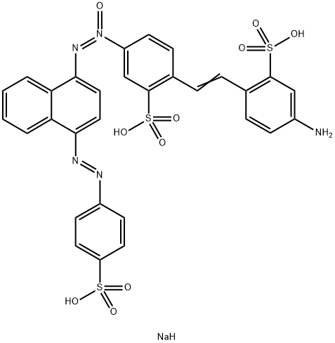 trisodium 2-[2-(4-amino-2-sulphonatophenyl)vinyl]-5-[[4-[(4-sulphonatophenyl)azo]-1-naphthyl]-NNO-azoxy]benzenesulphonate Structure