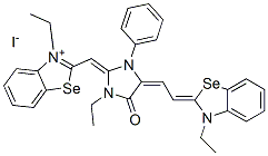 3-ethyl-2-[[1-ethyl-4-[(3-ethyl-3H-benzoselenazol-2-ylidene)ethylidene]-5-oxo-3-phenylimidazolidin-2-ylidene]methyl]benzoselenazolium iodide Struktur