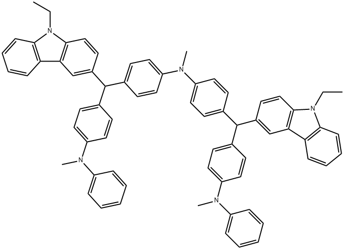 4-[(9-ethyl-9H-carbazol-3-yl)[4-(tolylamino)phenyl]methyl]-N-[4-[(9-ethyl-9H-carbazol-3-yl)[4-(tolylamino)phenyl]methyl]phenyl]-N-methylaniline Structure