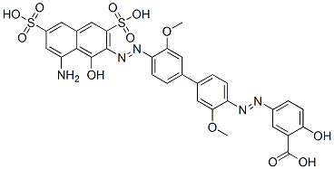 5-[[4'-[(8-amino-1-hydroxy-3,6-disulpho-2-naphthyl)azo]-3,3'-dimethoxy[1,1'-biphenyl]-4-yl]azo]salicylic acid,93964-57-9,结构式