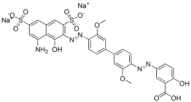 disodium hydrogen 5-[[4'-[(8-amino-1-hydroxy-3,6-disulphonato-2-naphthyl)azo]-3,3'-dimethoxy[1,1'-biphenyl]-4-yl]azo]salicylate Structure