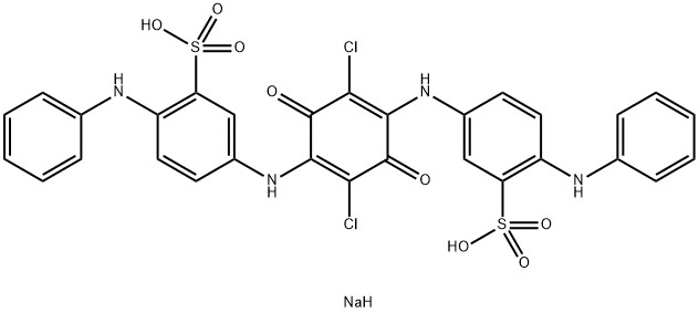 disodium 3,3'-[(2,5-dichloro-3,6-dioxocyclohexa-1,4-diene-1,4-diyl)diimino]bis[6-anilinobenzenesulphonate] Structure