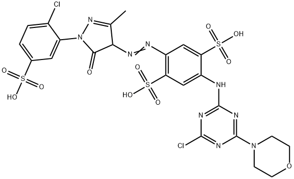 2-[[4-クロロ-6-(4-モルホリニル)-1,3,5-トリアジン-2-イル]アミノ]-5-[[[1-(2-クロロ-5-スルホフェニル)-4,5-ジヒドロ-3-メチル-5-オキソ-1H-ピラゾール]-4-イル]アゾ]-1,4-ベンゼンジスルホン酸 化学構造式