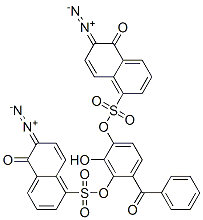 4-benzoyl-2-hydroxy-1,3-phenylene bis(6-diazo-5,6-dihydro-5-oxonaphthalene-1-sulphonate) Structure