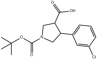 1-(叔丁氧羰基)-4-(3-氯苯基)吡咯烷-3-羧酸,939757-91-2,结构式
