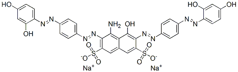 disodium 4-amino-3,6-bis[[4-[(2,4-dihydroxyphenyl)azo]phenyl]azo]-5-hydroxynaphthalene-2,7-disulphonate Structure