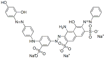 trisodium 4-amino-3-[[4-[[4-[(2,4-dihydroxyphenyl)azo]phenyl]amino]-3-sulphonatophenyl]azo]-5-hydroxy-6-(phenylazo)naphthalene-2,7-disulphonate Structure