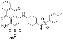 sodium 1-amino-9,10-dihydro-4-[[4-[[(4-methylphenyl)sulphonyl]amino]cyclohexyl]amino]-9,10-dioxoanthracene-2-sulphonate Struktur