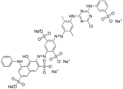 pentasodium 3-[[4-[[4-[[4-chloro-6-[(3-sulphonatophenyl)amino]-1,3,5-triazin-2-yl]amino]-2,5-dimethylphenyl]azo]-2,5-disulphonatophenyl]azo]-4-hydroxy-5-(phenylamino)naphthalene-2,7-disulphonate  Structure