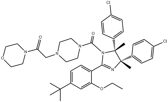 2-[4-[[(4S,5R)-4,5-双(4-氯苯基)-2-[4-(1,1-二甲基乙基)-2-乙氧苯基]-4,5-二氢-4,5-二甲基-1H-咪唑-1-基]羰基]-1-哌嗪基]-1-(4-吗啡啉)乙酮,939981-37-0,结构式