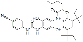 2-[2,4-bis(1,1-dimethylpropyl)phenoxy]-N-[4-[[[(4-cyanophenyl)amino]carbonyl]amino]-2,5-dihydroxyphenyl]hexanamide Structure