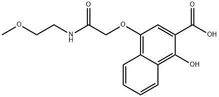 1-hydroxy-4-[2-[(2-methoxyethyl)amino]-2-oxoethoxy]-2-naphthoic acid Struktur