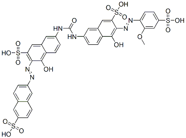 4-hydroxy-7-[[[[5-hydroxy-6-[(2-methoxy-4-sulphophenyl)azo]-7-sulpho-2-naphthyl]amino]carbonyl]amino]-3-[(6-sulpho-2-naphthyl)azo]naphthalene-2-sulphonic acid Struktur