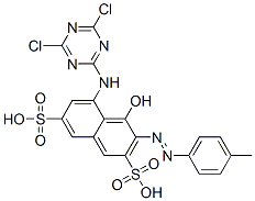 5-[(4,6-dichloro-1,3,5-triazin-2-yl)amino]-4-hydroxy-3-[(p-tolyl)azo]naphthalene-2,7-disulphonic acid Structure