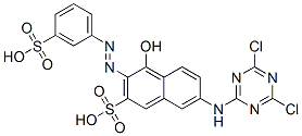 7-[(4,6-dichloro-1,3,5-triazin-2-yl)amino]-4-hydroxy-3-[(3-sulphophenyl)azo]naphthalene-2-sulphonic acid Struktur