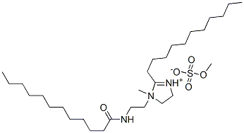 4,5-ジヒドロ-1-メチル-3-[2-[(1-オキソドデシル)アミノ]エチル]-2-ウンデシル-1H-イミダゾール-3-イウム・メチルスルファート 化学構造式